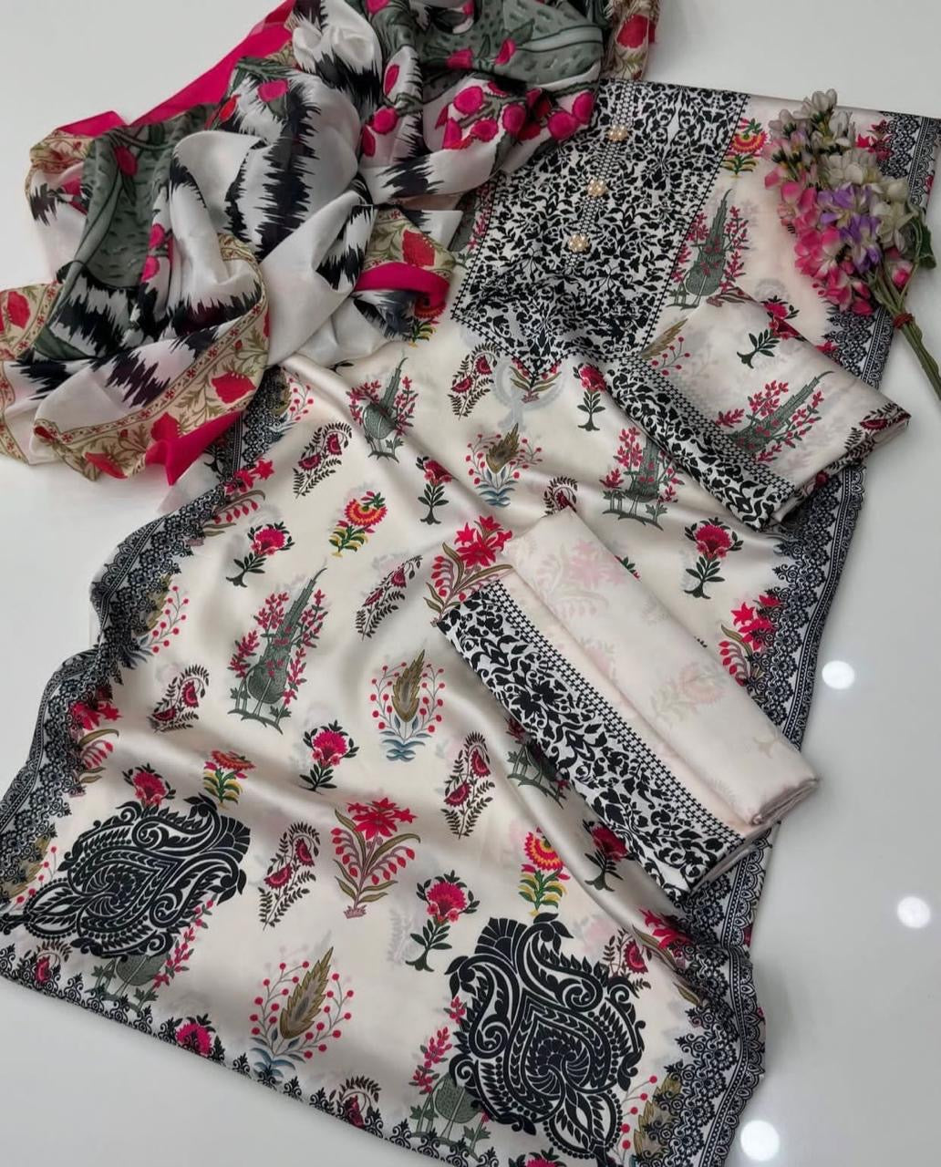 LUXURY SILK 3PCS STITCHED | LS-3601-US